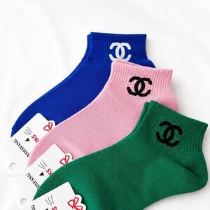 3PC FASHION Women's Multicolor COTTON Socks Preppy Summer